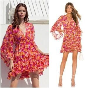 MISA Los Angeles Yasemin Dress Coral‎ Floral Size Large